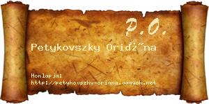 Petykovszky Oriána névjegykártya